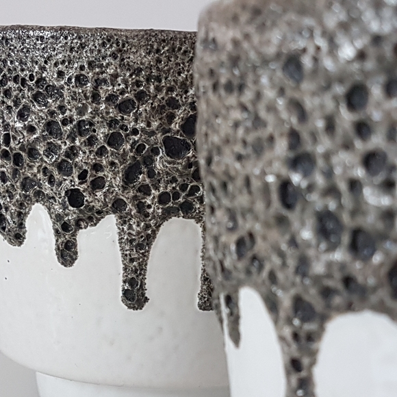Pair of Emons & Sohne: es keramik vintage lava glaze planters circa 1960s - Picture 13 of 16